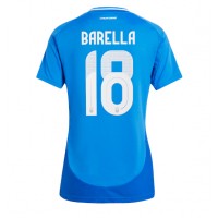 Camisa de Futebol Itália Nicolo Barella #18 Equipamento Principal Mulheres Europeu 2024 Manga Curta